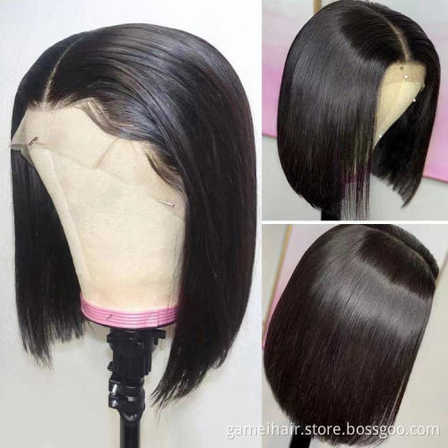 Cheap Raw Indian Virgin Human Hair Hd Full Lace Forntal Bob Wigs Natural Human Hair Transparent Lace Front Wig For Black Women